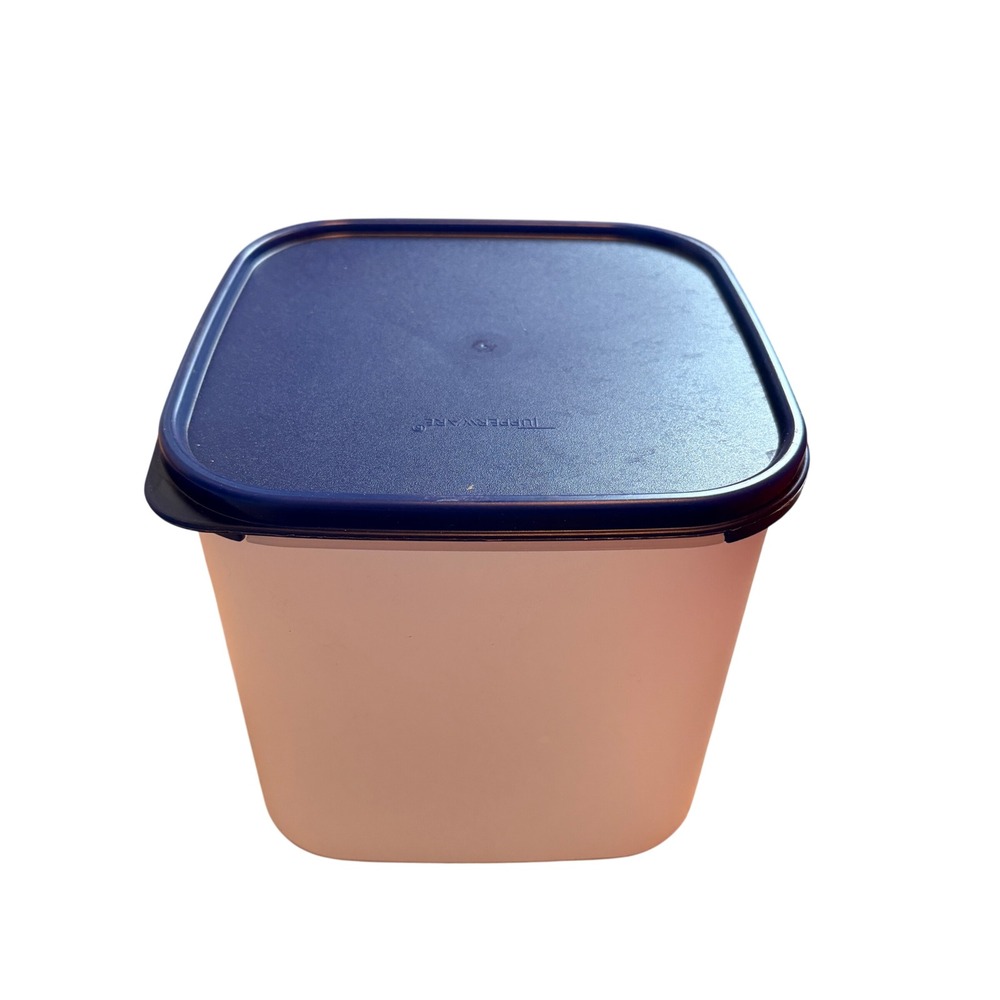 Tupperware Modular Mates Square Container White with Navy Blue Seal Lid
